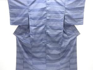 未使用品　横段模様織り出し手織り紬着物